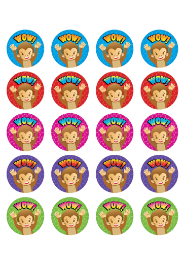 Monkey: Wow Merit Stickers - 100 Pack | General | Preschool, Junior ...